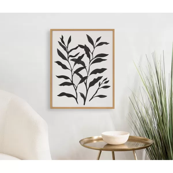 Kate and Laurel Modern Muted Cottage Floral Abstract Framed Wall Art by The Creative Bunch Studio 16x20 Black Cute Flower Art for WallGold  Silhouette