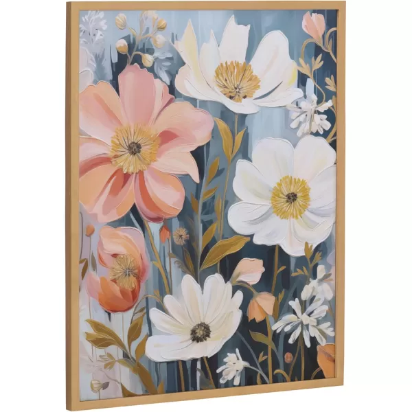 Kate and Laurel Modern Muted Cottage Floral Abstract Framed Wall Art by The Creative Bunch Studio 16x20 Black Cute Flower Art for WallGold