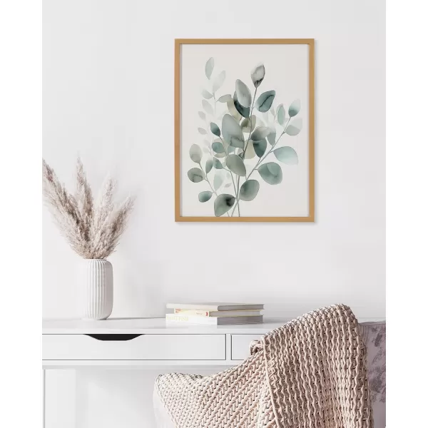 Kate and Laurel Modern Muted Cottage Floral Abstract Framed Wall Art by The Creative Bunch Studio 16x20 Black Cute Flower Art for WallGold