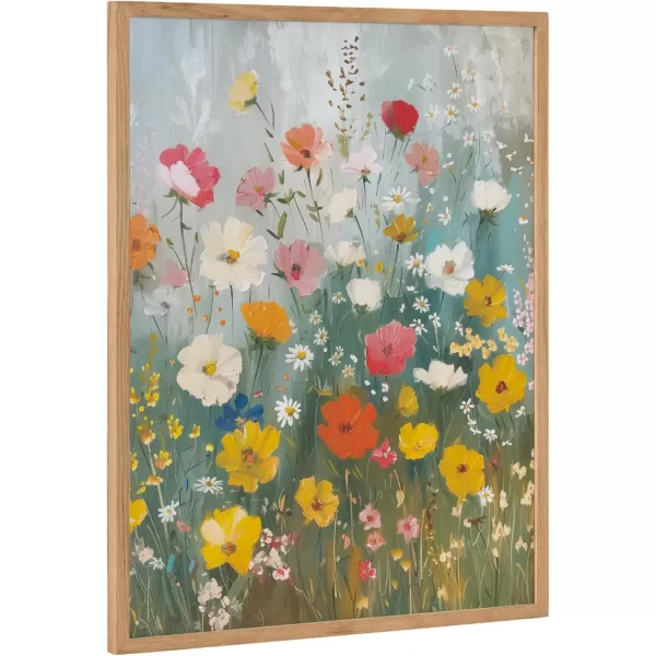 Kate and Laurel Modern Muted Cottage Floral Abstract Framed Wall Art by The Creative Bunch Studio 16x20 Black Cute Flower Art for WallNatural  Boho Garden