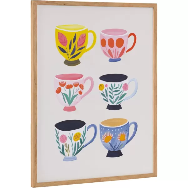Kate and Laurel Modern Muted Cottage Floral Abstract Framed Wall Art by The Creative Bunch Studio 16x20 Black Cute Flower Art for WallNatural  Cups