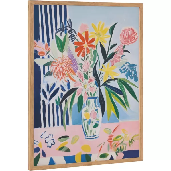 Kate and Laurel Modern Muted Cottage Floral Abstract Framed Wall Art by The Creative Bunch Studio 16x20 Black Cute Flower Art for WallNatural  Flower Vase