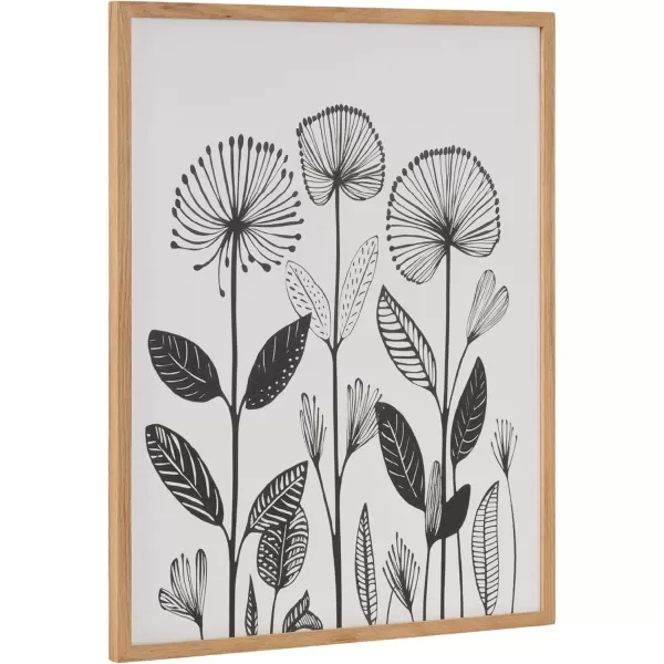 Kate and Laurel Modern Muted Cottage Floral Abstract Framed Wall Art by The Creative Bunch Studio 16x20 Black Cute Flower Art for WallNatural  Modern Botanicals