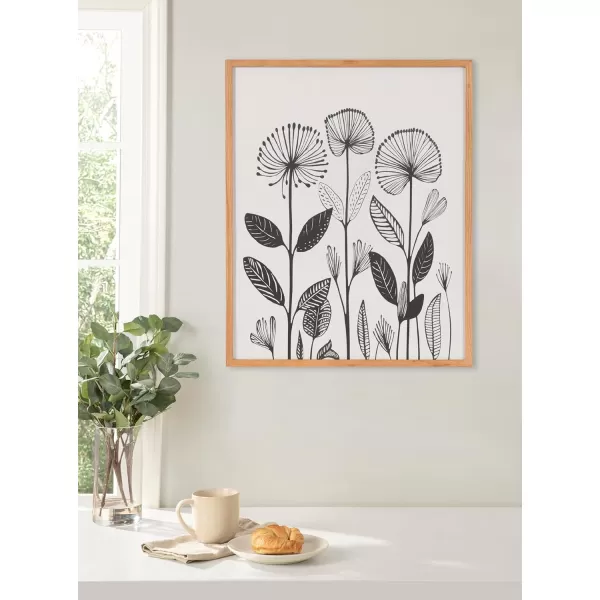 Kate and Laurel Modern Muted Cottage Floral Abstract Framed Wall Art by The Creative Bunch Studio 16x20 Black Cute Flower Art for WallNatural  Modern Botanicals