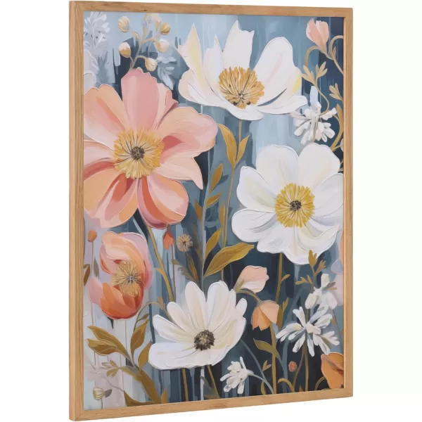 Kate and Laurel Modern Muted Cottage Floral Abstract Framed Wall Art by The Creative Bunch Studio 16x20 Black Cute Flower Art for WallNatural  Muted Neutrals
