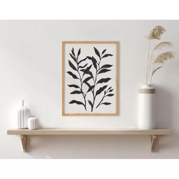 Kate and Laurel Modern Muted Cottage Floral Abstract Framed Wall Art by The Creative Bunch Studio 16x20 Black Cute Flower Art for WallNatural  Silhouette