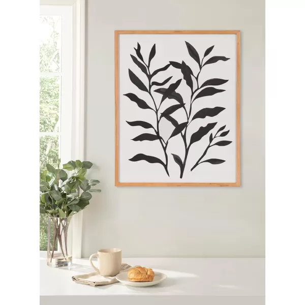 Kate and Laurel Modern Muted Cottage Floral Abstract Framed Wall Art by The Creative Bunch Studio 16x20 Black Cute Flower Art for WallNatural  Silhouette