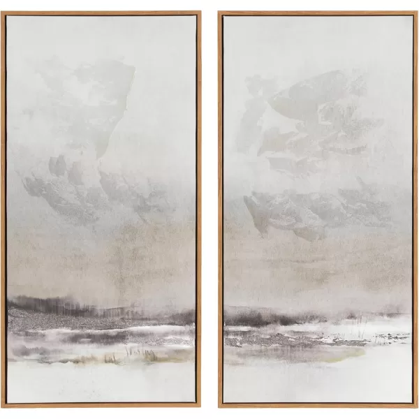 Kate and Laurel Mystic TwoPiece Framed Canvas Abstract Landscape Wall Art 16 x 32 Brown Soft Watercolor Art Set for Wall in Bedroom Entryway or Living Room Decor