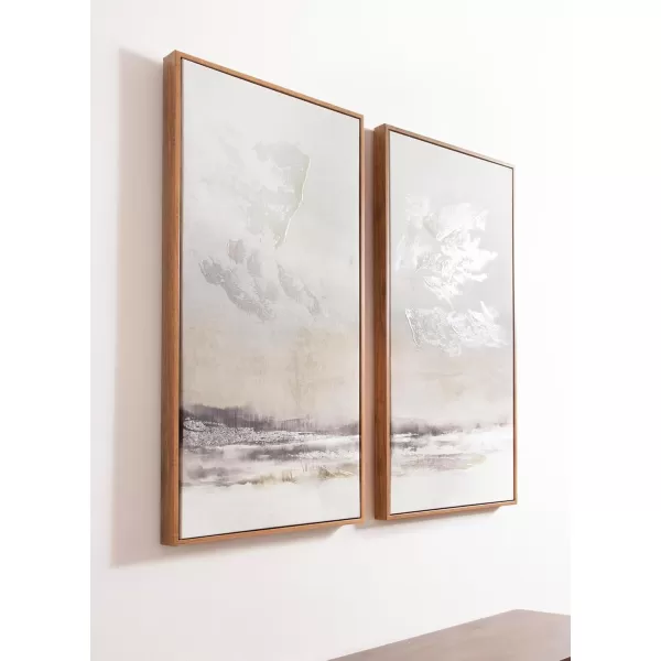 Kate and Laurel Mystic TwoPiece Framed Canvas Abstract Landscape Wall Art 16 x 32 Brown Soft Watercolor Art Set for Wall in Bedroom Entryway or Living Room Decor