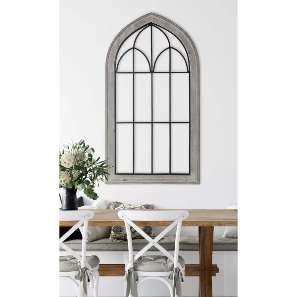 Kate and Laurel Rennell Farmhouse Wall Plaque 265 x 48 White Wood and Metal Arched Wall Decor Rustic BrownGrey