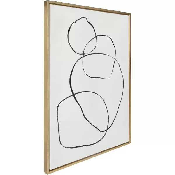 Kate and Laurel Sylvie 869 Going in Circles Framed Linen Textured Canvas Wall Art by Teju Reval of SnazzyHues 28x38 Gold Decorative Modern Wall Art