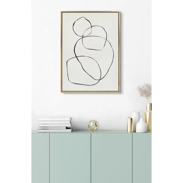 Kate and Laurel Sylvie 869 Going in Circles Framed Linen Textured Canvas Wall Art by Teju Reval of SnazzyHues 28x38 Gold Decorative Modern Wall Art