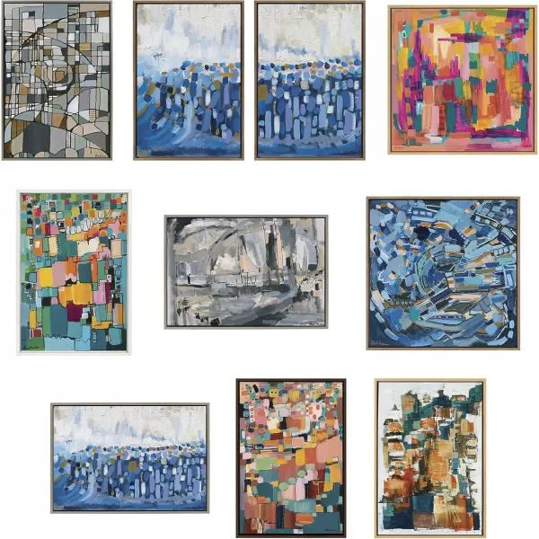 Kate and Laurel Sylvie Applause Framed Canvas Wall Art Set by Leah Nadeau Set of 2 18x24 Gold Decorative Colorful Abstract Art Print for WallWhite