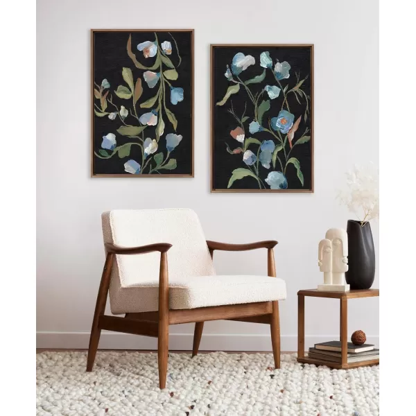Kate and Laurel Sylvie Beaded Foliage I and Foliage III Vintage Framed Canvas Wall Art Set by Nikita Jariwala 2 Piece Set 28x38 Gold Blue Flowers Art for WallGold