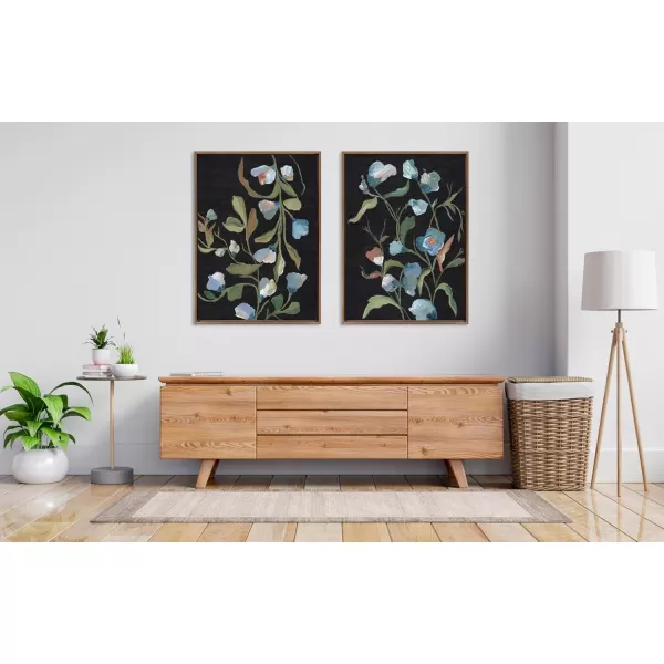 Kate and Laurel Sylvie Beaded Foliage I and Foliage III Vintage Framed Canvas Wall Art Set by Nikita Jariwala 2 Piece Set 28x38 Gold Blue Flowers Art for WallGold