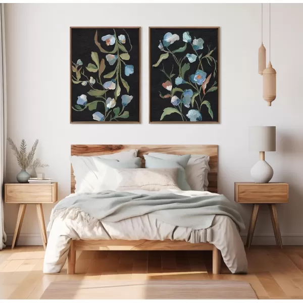 Kate and Laurel Sylvie Beaded Foliage I and Foliage III Vintage Framed Canvas Wall Art Set by Nikita Jariwala 2 Piece Set 28x38 Gold Blue Flowers Art for WallGold