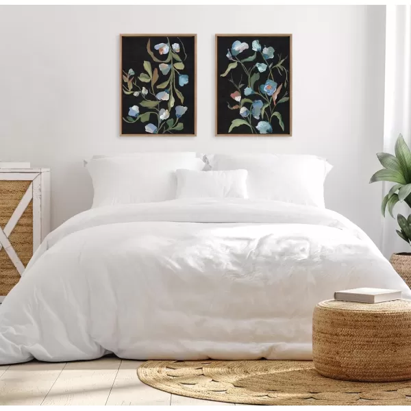 Kate and Laurel Sylvie Beaded Foliage I and Foliage III Vintage Framed Canvas Wall Art Set by Nikita Jariwala 2 Piece Set 28x38 Gold Blue Flowers Art for WallGold