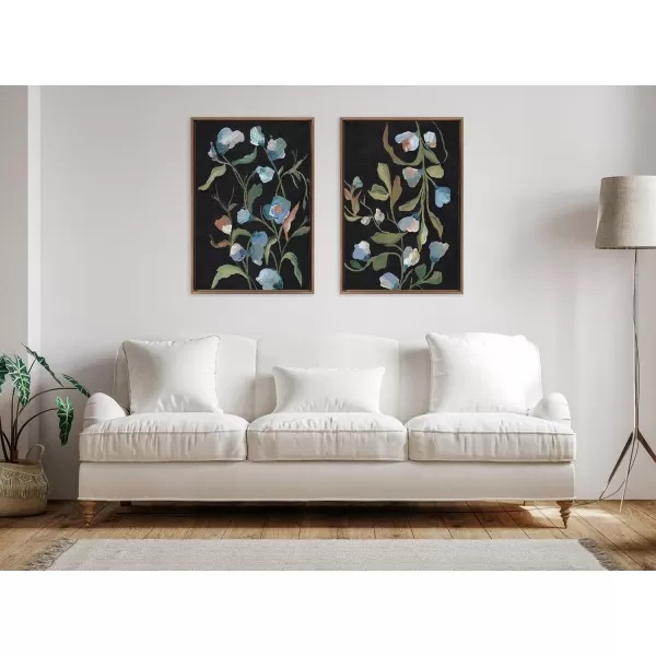 Kate and Laurel Sylvie Beaded Foliage I and Foliage III Vintage Framed Canvas Wall Art Set by Nikita Jariwala 2 Piece Set 28x38 Gold Blue Flowers Art for WallGold