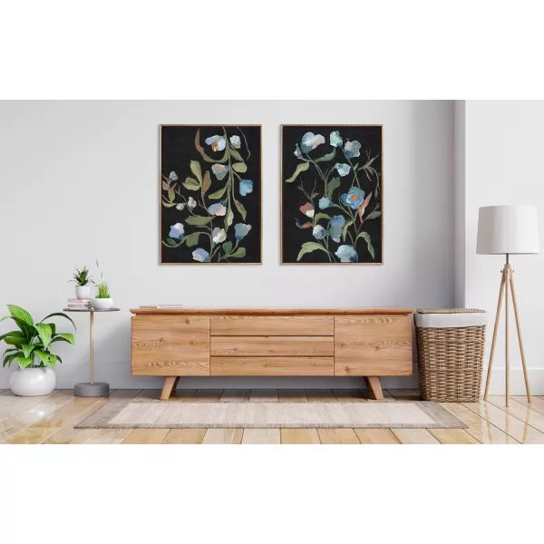 Kate and Laurel Sylvie Beaded Foliage I and Foliage III Vintage Framed Canvas Wall Art Set by Nikita Jariwala 2 Piece Set 28x38 Gold Blue Flowers Art for WallGold