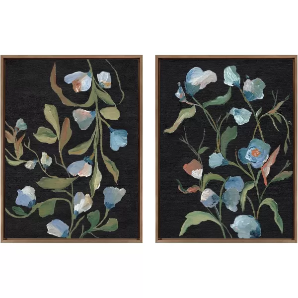 Kate and Laurel Sylvie Beaded Foliage I and Foliage III Vintage Framed Canvas Wall Art Set by Nikita Jariwala 2 Piece Set 28x38 Gold Blue Flowers Art for WallGold