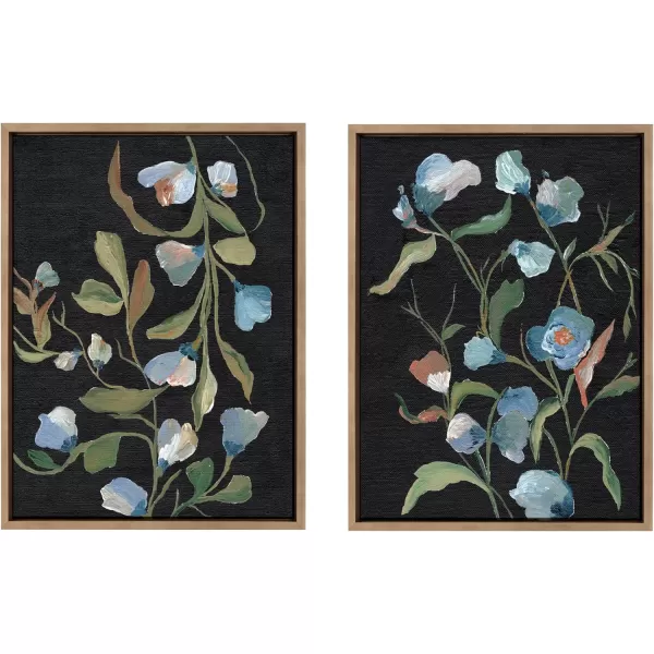 Kate and Laurel Sylvie Beaded Foliage I and Foliage III Vintage Framed Canvas Wall Art Set by Nikita Jariwala 2 Piece Set 28x38 Gold Blue Flowers Art for WallGold