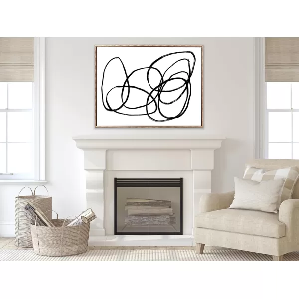 Kate and Laurel Sylvie Beaded NC Ring of Light Vintage Framed Canvas Wall Art by Nikki Chu 315x415 Gold Oversized Abstract BlackandWhite Art for Wall