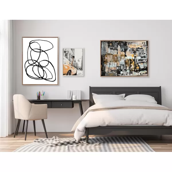 Kate and Laurel Sylvie Beaded NC Ring of Light Vintage Framed Canvas Wall Art by Nikki Chu 315x415 Gold Oversized Abstract BlackandWhite Art for Wall