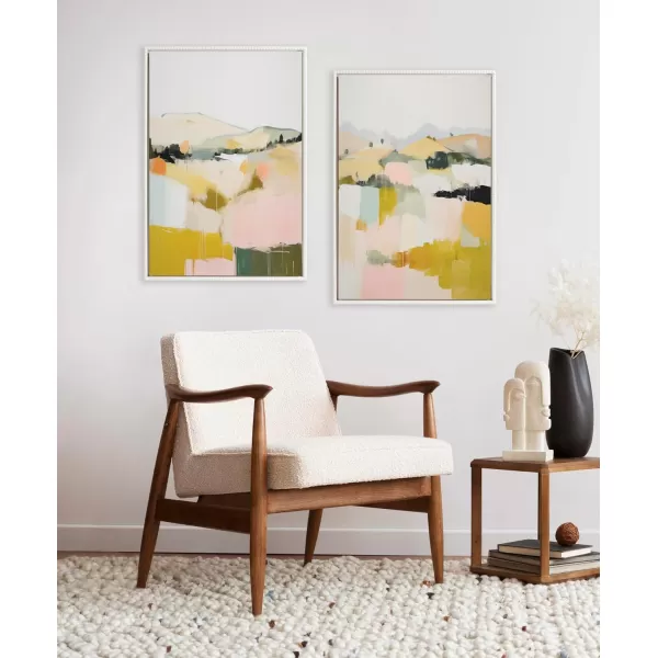 Kate and Laurel Sylvie Beaded Quaint Vista II and III Vintage Framed Canvas Wall Art Set by Amy Lighthall 2 Piece Set 23x33 White Modern Abstract Landscape Art for Wall