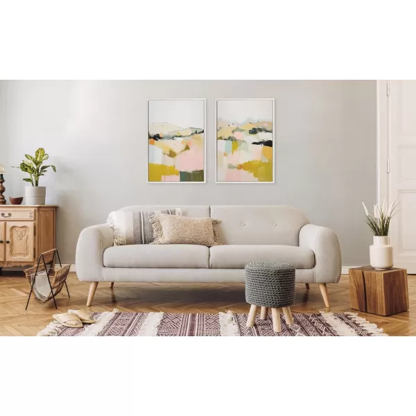Kate and Laurel Sylvie Beaded Quaint Vista II and III Vintage Framed Canvas Wall Art Set by Amy Lighthall 2 Piece Set 23x33 White Modern Abstract Landscape Art for Wall