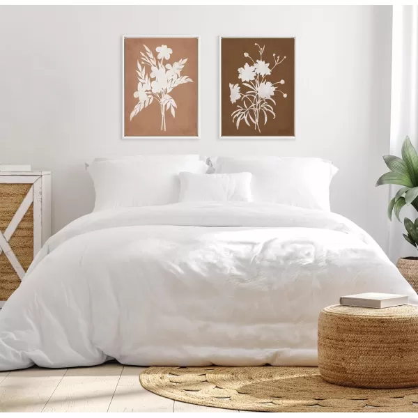 Kate and Laurel Sylvie Beaded Spring Floral Silhouette 2 Clay White and Spring Floral Silhouette 11 Bark White Vintage Framed Canvas Wall Art Set by Heather Dutton 2 Piece Set 18x24 White Flower Art