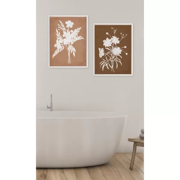 Kate and Laurel Sylvie Beaded Spring Floral Silhouette 2 Clay White and Spring Floral Silhouette 11 Bark White Vintage Framed Canvas Wall Art Set by Heather Dutton 2 Piece Set 18x24 White Flower Art