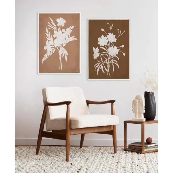 Kate and Laurel Sylvie Beaded Spring Floral Silhouette 2 Clay White and Spring Floral Silhouette 11 Bark White Vintage Framed Canvas Wall Art Set by Heather Dutton 2 Piece Set 23x33 White Flower Art