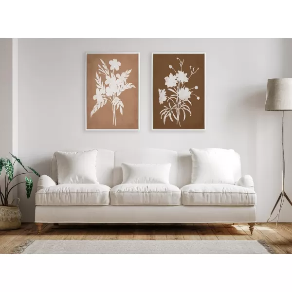 Kate and Laurel Sylvie Beaded Spring Floral Silhouette 2 Clay White and Spring Floral Silhouette 11 Bark White Vintage Framed Canvas Wall Art Set by Heather Dutton 2 Piece Set 23x33 White Flower Art