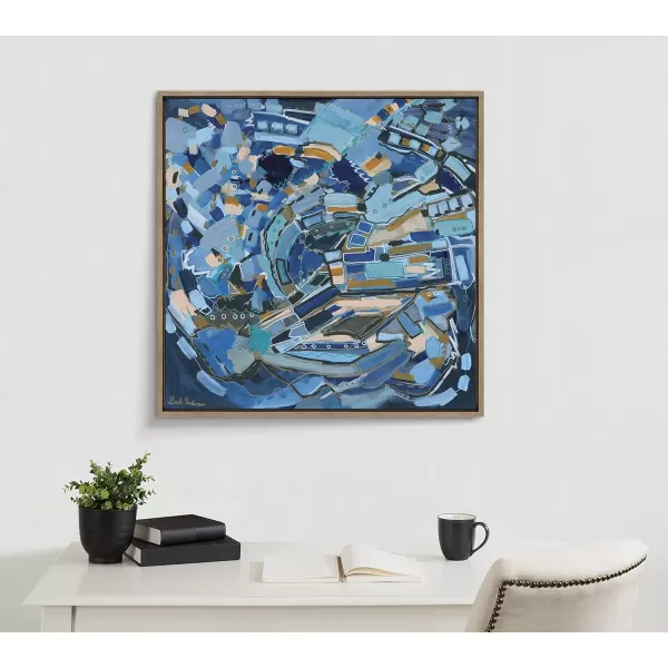Kate and Laurel Sylvie Blue Dream Framed Canvas Wall Art by Leah Nadeau 30x30 Gold Decorative Abstract Art Print for WallGold