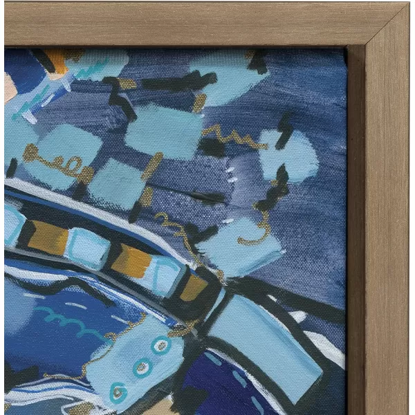 Kate and Laurel Sylvie Blue Dream Framed Canvas Wall Art by Leah Nadeau 30x30 Gold Decorative Abstract Art Print for WallGold
