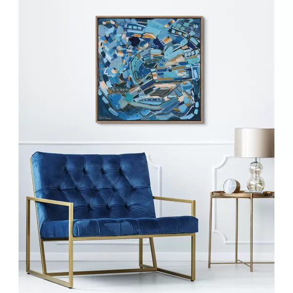 Kate and Laurel Sylvie Blue Dream Framed Canvas Wall Art by Leah Nadeau 30x30 Gold Decorative Abstract Art Print for WallGold