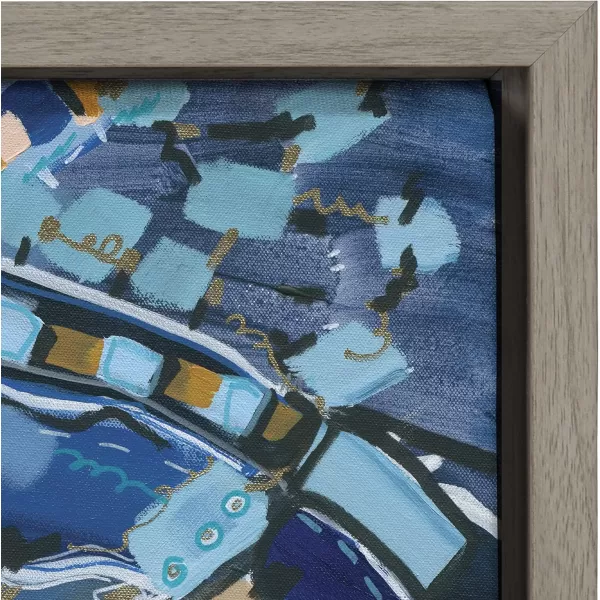 Kate and Laurel Sylvie Blue Dream Framed Canvas Wall Art by Leah Nadeau 30x30 Gold Decorative Abstract Art Print for WallGray
