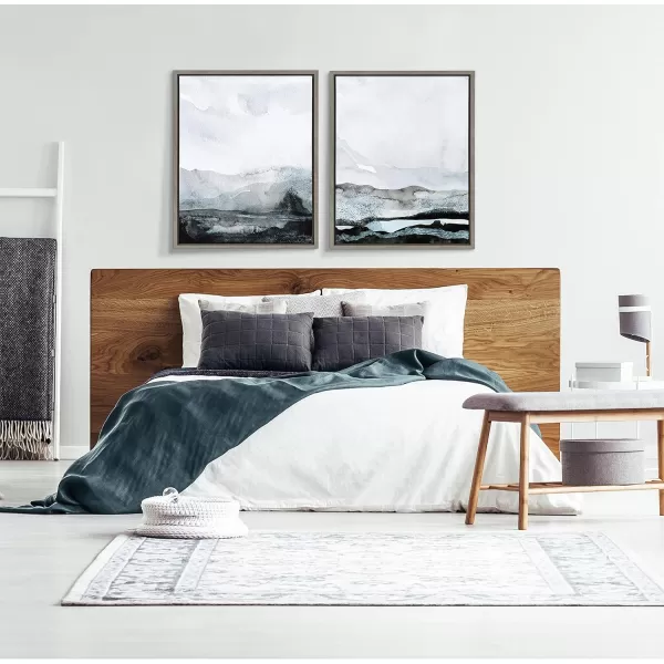Kate and Laurel Sylvie Blue Layers Framed Canvas Wall Art Set by Maja Mitrovic of Makes My Day Happy 2 Piece 18x24 Gray Coastal Beach Art for WallGrey