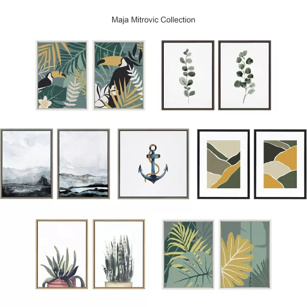 Kate and Laurel Sylvie Blue Layers Framed Canvas Wall Art Set by Maja Mitrovic of Makes My Day Happy 2 Piece 18x24 Gray Coastal Beach Art for WallGrey