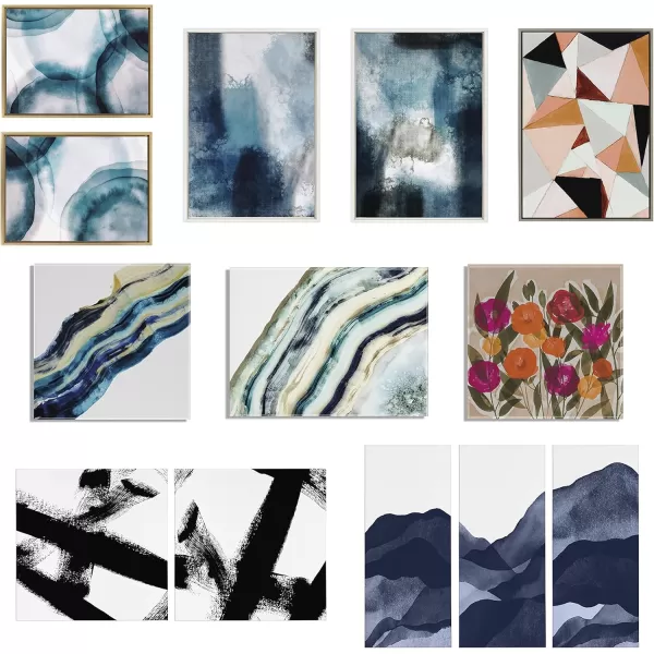 Kate and Laurel Sylvie Blue Mountain Range Framed Canvas Wall Art Set by Amy Lighthall Set of 3 18x24 Natural Decorative Landscape Art for Wall