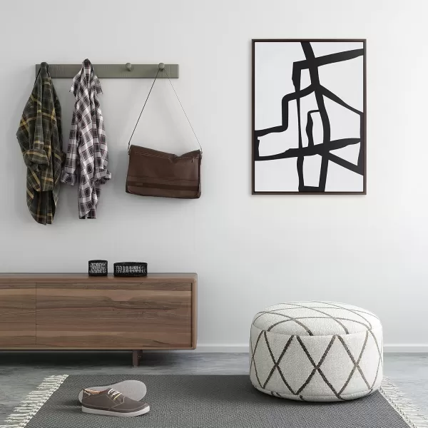 Kate and Laurel Sylvie Bold Sophisticated Abstract Black Stroke Framed Canvas Wall Art by The Creative Bunch Studio 28x38 Natural Contemporary Brushtrokes Modern Art for WallBrown