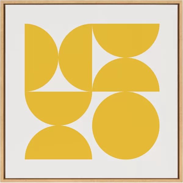 Kate and Laurel Sylvie Bold Vintage Geometric Sunshine Yellow Framed Canvas Wall Art by The Creative Bunch Studio 30x30 Brown MidCentury Modern Design Wall ArtNatural