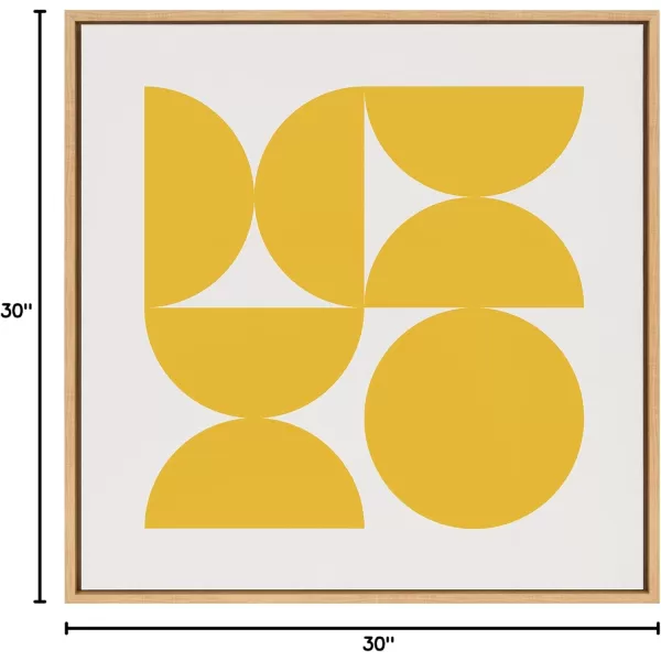 Kate and Laurel Sylvie Bold Vintage Geometric Sunshine Yellow Framed Canvas Wall Art by The Creative Bunch Studio 30x30 Brown MidCentury Modern Design Wall ArtNatural