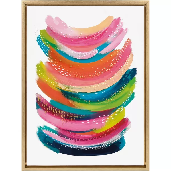 Kate and Laurel Sylvie Bright Abstract Framed Canvas Wall Art by Jessi Raulet of Ettavee 18x24 Natural Modern Colorful Brushstrokes Art for Wall