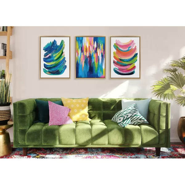 Kate and Laurel Sylvie Bright Abstract Framed Canvas Wall Art by Jessi Raulet of Ettavee 18x24 Natural Modern Colorful Brushstrokes Art for Wall