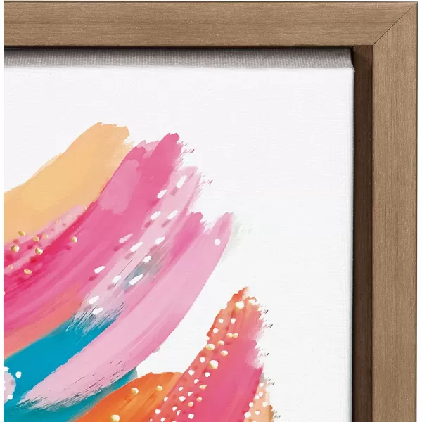 Kate and Laurel Sylvie Bright Abstract Framed Canvas Wall Art by Jessi Raulet of Ettavee 18x40 Gray Modern Colorful Brushstrokes Art for WallGold