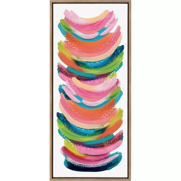 Kate and Laurel Sylvie Bright Abstract Framed Canvas Wall Art by Jessi Raulet of Ettavee 18x40 Gray Modern Colorful Brushstrokes Art for WallGold