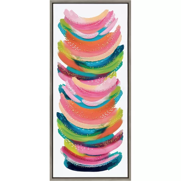 Kate and Laurel Sylvie Bright Abstract Framed Canvas Wall Art by Jessi Raulet of Ettavee 18x40 Gray Modern Colorful Brushstrokes Art for WallGray