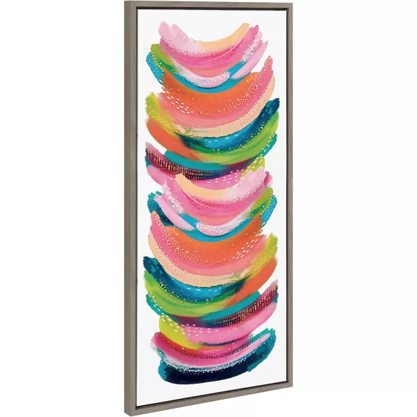 Kate and Laurel Sylvie Bright Abstract Framed Canvas Wall Art by Jessi Raulet of Ettavee 18x40 Gray Modern Colorful Brushstrokes Art for WallGray