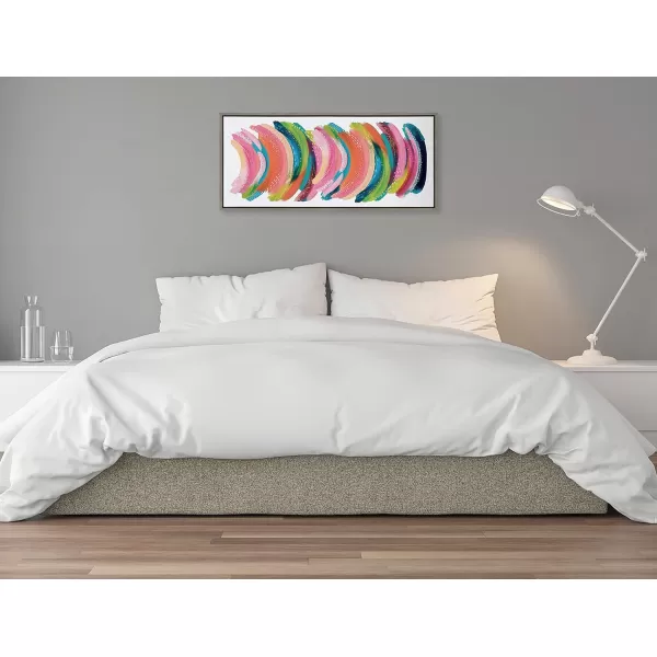 Kate and Laurel Sylvie Bright Abstract Framed Canvas Wall Art by Jessi Raulet of Ettavee 18x40 Gray Modern Colorful Brushstrokes Art for WallGray